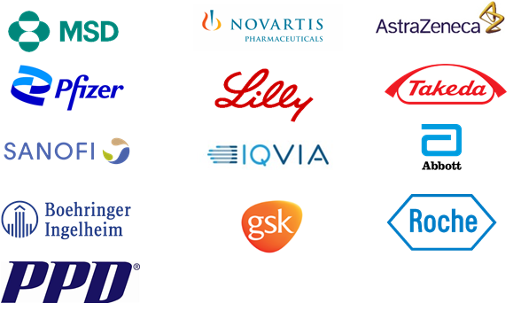 En la imagen, logos de patrocinadores y CROs reconocidas a nivel mundial