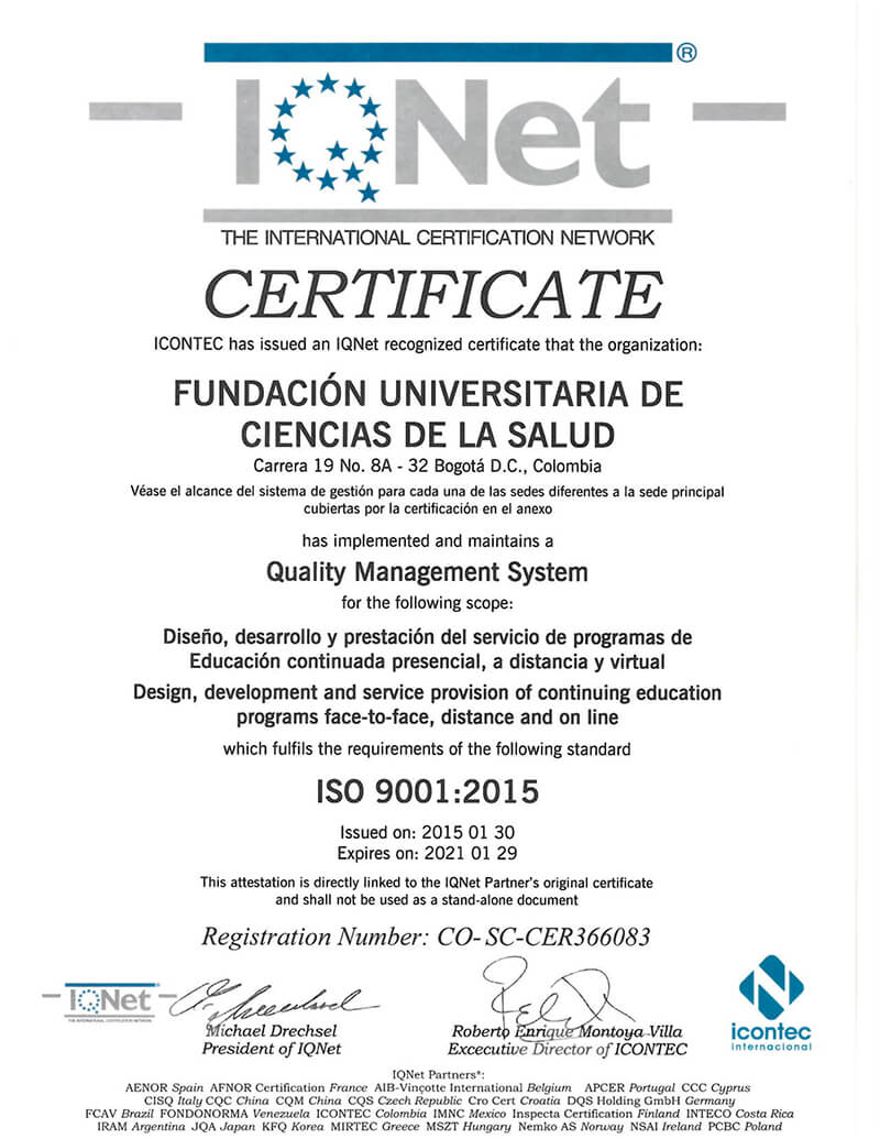 ICONTEC certifica a la División de Educación Continuada en Norma ISO 9001:2015